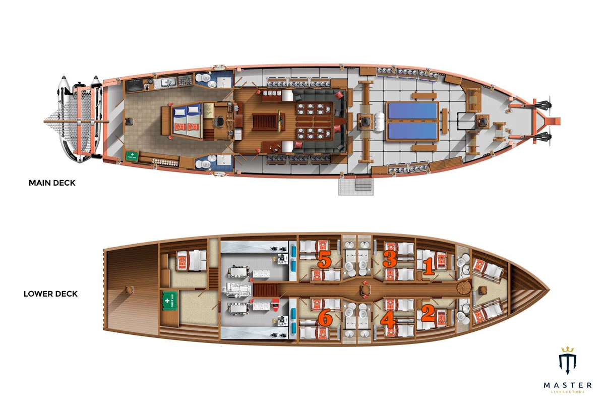 The Junk Liveaboard deck layout