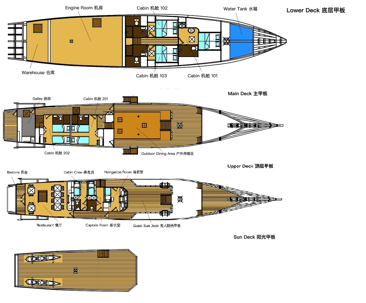Ratana Phinisi Liveaboard deck layout
