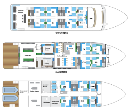White Manta Liveaboard deck layout