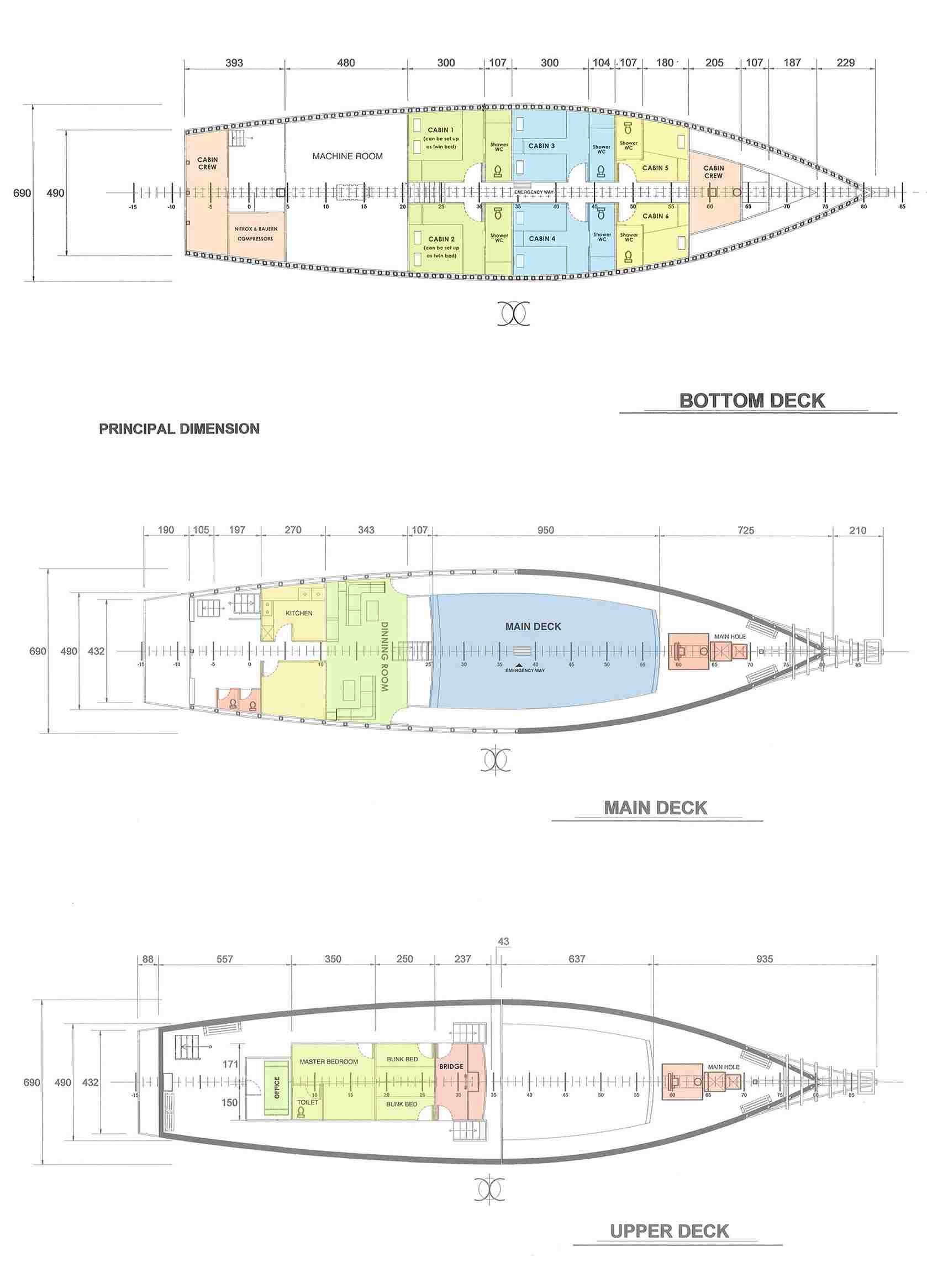 Lady Denok Liveaboard deck layout