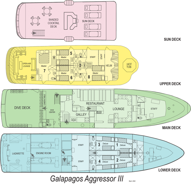Galapagos Aggressor III Liveaboard deck layout