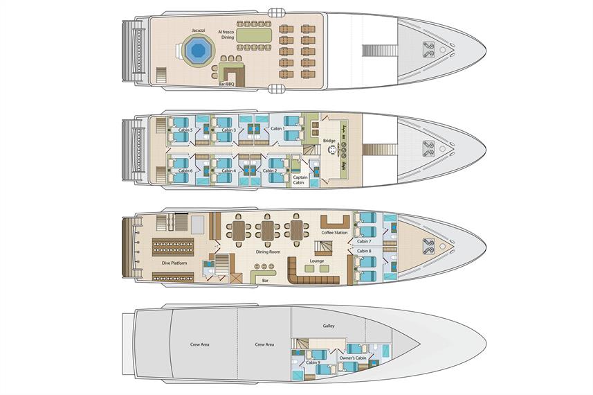 Calipso Liveaboard deck layout