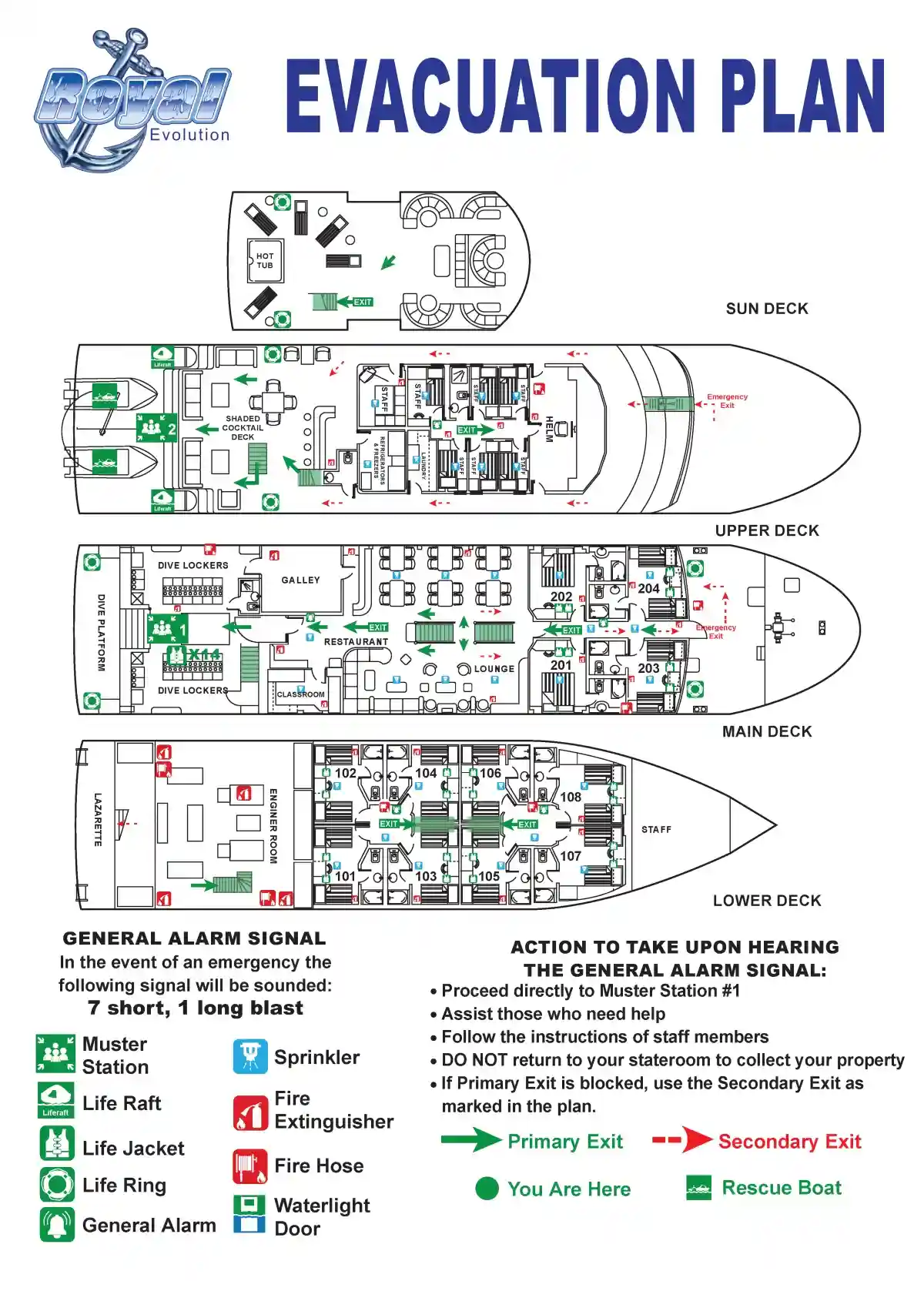 Royal Evolution Liveaboard deck layout