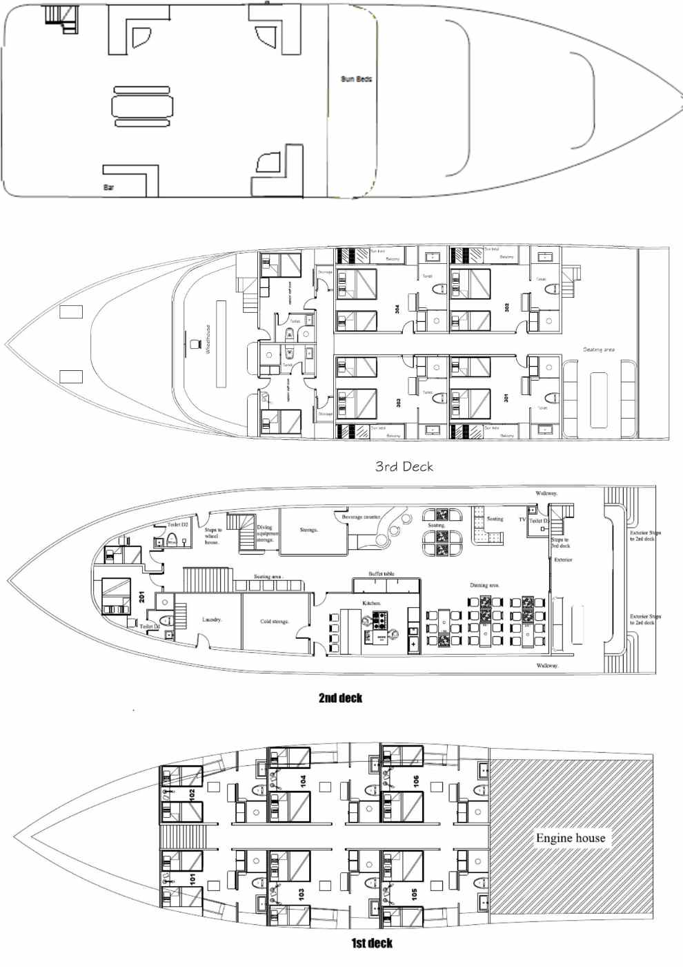 Adora Liveaboard deck layout