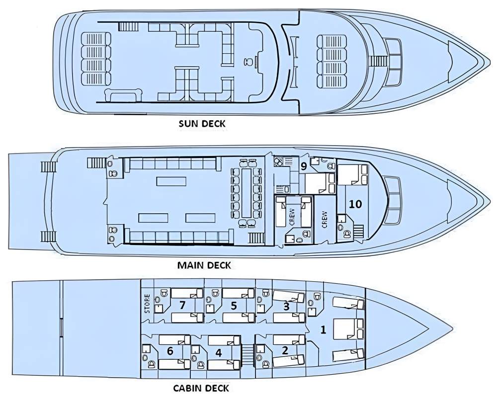 Freedom VIII Liveaboard deck layout