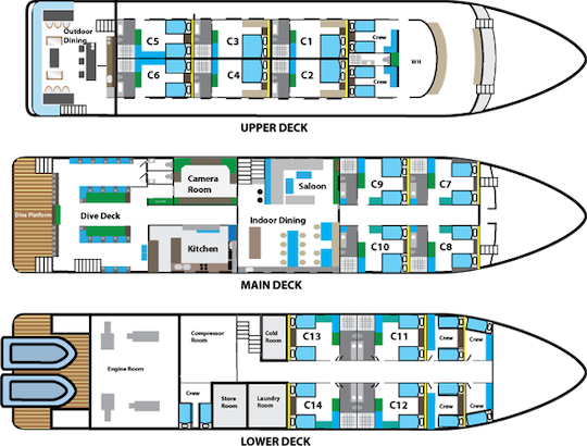 Blue Manta Liveaboard deck layout