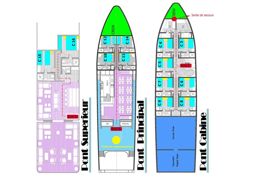 MY Odyssey Liveaboard deck layout